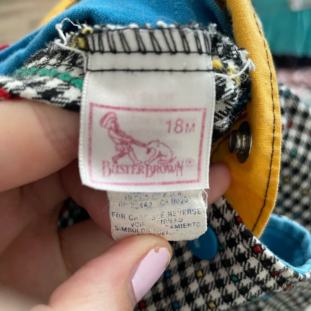 vintage buster brown gingham and emrboidered overralls - Picture 5 of 6